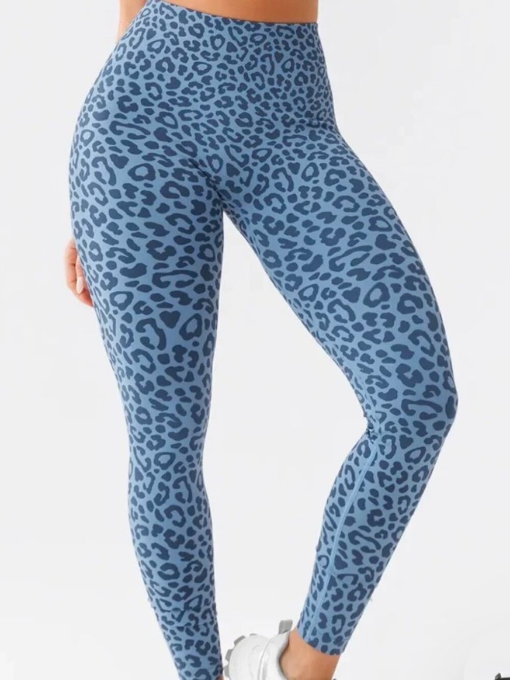 BRXL HIGH WAIST BLUE LEOPARD WOMEN'S LEGGINGS MED EX COND